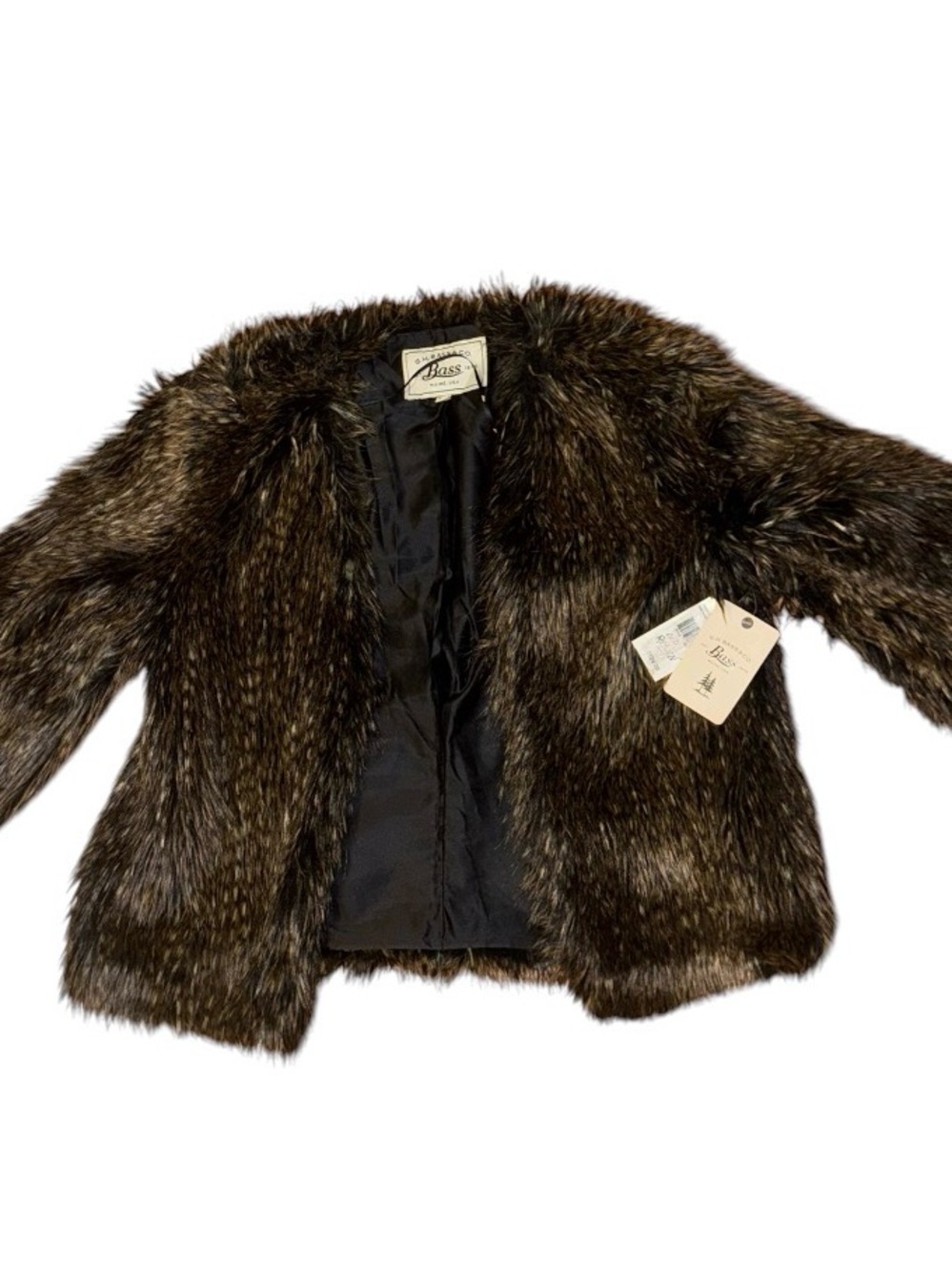 G.H. Bass & Co. Faux Fur Pea Coat in Dark Brown and Black